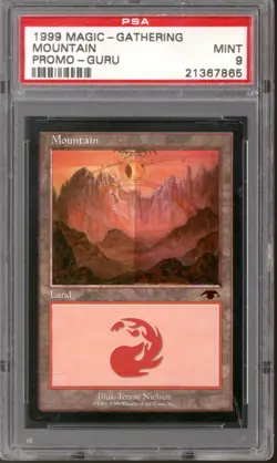 Magic MTG Promo GURU Basic Land Mountain PSA 9 - Image 1