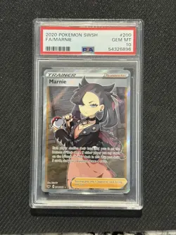 Pokemon TCG Sword & Shield Marnie Full Art Trainer 200/202 PSA 10 - Image 1