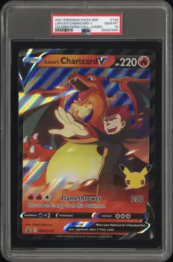 2021 Pokemon Swsh Black Star Jumbo #133 Lance's Charizard V PSA 10 - Image 1