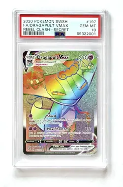 2020 POKEMON SWORD & SHIELD REBEL CLASH #197 FA DRAGAPULT VMAX SECRET PSA 10 - Image 1