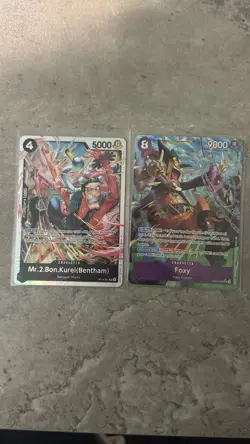 One Piece Mr.2.Bon.Kurei (Bentham) NM OP14-091 SR (1x) . Foxy EB04-36 NM (1x) - Image 1