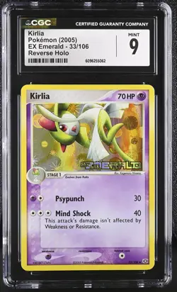 CGC 9 MINT Kirlia 2005 EX Emerald 33/106 Reverse Holo Stamped Pokemon Card - Image 1
