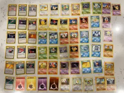 Vintage Pokemon Base Set Unlimited Lot - 61 Cards WOTC 1999 - Pikachu & Starters - Image 1
