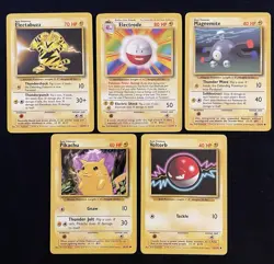 Pokemon TCG Unlimited Base Set 5 Card Lightning Energy LP NM No Holos - Image 1