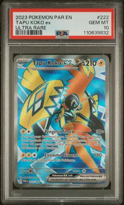 PSA 10 GEM Mint Tapu Koko ex 222/182 Ultra Rare Full Art - Pokemon PAR SV04 - Image 1