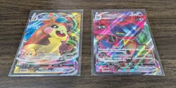 Pokemon TCG VMAX Full Art Rare Holo Lot of 2, Morpeko and Dragapult, Near Mint - Image 1
