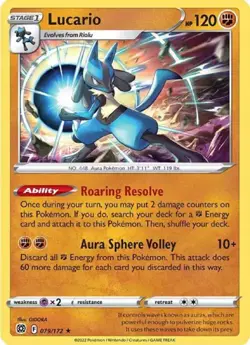 Lucario 079/172 Swsh09: Brilliant Stars Holo Rare Near Mint NM Pokemon TCG - Image 2