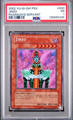 PSA 1 PR 2002 YUGIOH Jinzo PSV-000 Pharaoh's Servant Secret Rare - Image 1
