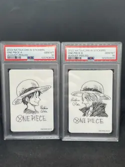 PSA10 ONE PIECE Stickers Luffy & Shanks Eiichiro Oda Sign printed Auto - Image 1