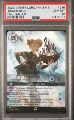 2023 Disney Lorcana TCG Tinker Bell #216/204 Enchanted PSA 10 - Image 1