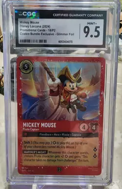 2024 Mickey Mouse Disney Lorcana PROMO CARD Costco 18/P2 Glimmer Foil CCG 9.5 - Image 1