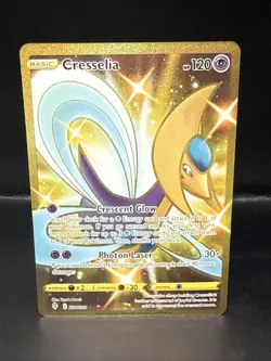 Pokemon TCG Cresselia Holo Secret Rare Card Evolving Skies Gold Full Art 228/203 - Image 1