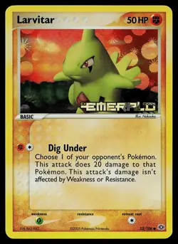 Pokemon Card - Larvitar Emerald 52/106 Common Reverse Holo Stamped - Image 1