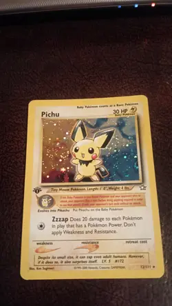 Pokemon TCG Pichu Holo Rare Neo Genesis 12/111 EXCELLENT NEAR MINT vintage WOTC - Image 1