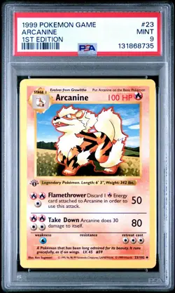 1999 POKEMON GAME 1ST ED #23 ARCANINE PSA 9 - Image 1