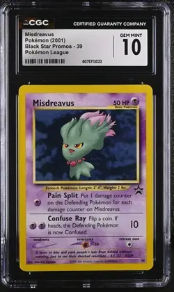 2001 Pokemon League Misdreavus Black Star Promo BSP #39 CGC 10 - Image 1