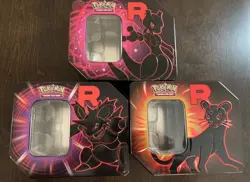 Team Rocket Tin Set 3x Mewtwo Persian Nidoking Empty No Cards - Free Shipping! - Image 1