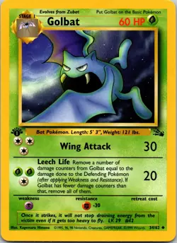 Golbat 34/62 Fossil 1st Edition LP Pokemon Card TCG - Image 1