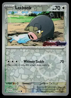 Pokemon Card - Lechonk Scarlet & Violet Promo 156/198 Reverse Holo Stamped - Image 1