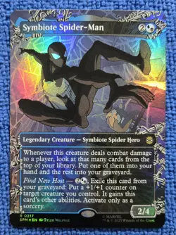 MTG 1x Spider-Man’s Symbiote Spider-Man Borderless FOIL Rare - Image 1