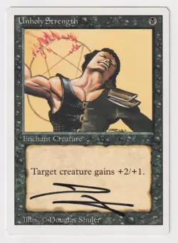Signed Unholy Strength MP Revised Artist Douglas Shuler 1994 MTG Magic Pentagram - Image 1