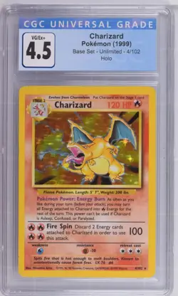 CGC 4.5 Charizard 1999 Base Set 4/102 Holo Pokemon Card - Image 1