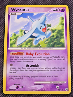 Wynaut 42/130 Diamond and Pearl Regular Pokemon Card LP -- L20 - Image 1