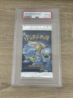 PSA10 Pokemon Long Crimp Shadowless Base Set Blastoise Booster Pack | WOTC - Image 1