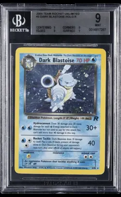 Pokemon 2000 Team Rocket DARK BLASTOISE 3/82 Holo Beckett 9 - Image 1