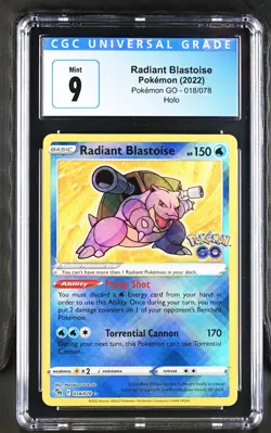 Pokemon TCG - CGC 9 - Radiant Blastoise Pokemon GO 018/078 Holo Radiant Rare - Image 1