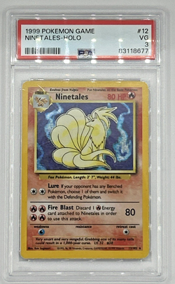 1999 POKEMON BASE SET UNLIMITED #12 NINETALES-HOLO PSA 3 - Image 1