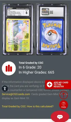 Mew XY110 Black Star Promo CGC 6 | Low Population 20 | Rare Pokemon Card - Image 3