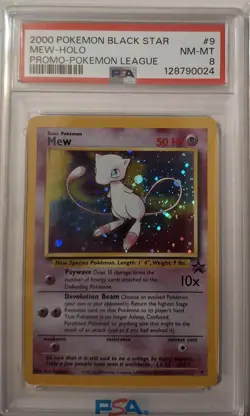 PSA 8 PROMO BLACK STAR POKEMON LEAGUE #9 MEW HOLO VINTAGE - Image 1