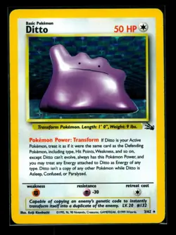 1999 Pokemon Ditto Holo Rare 3/62 Fossil 1999 Pokemon TCG - LP - Image 1