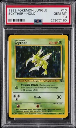 1999 POKEMON JUNGLE #10 SCYTHER-HOLO PSA 10 - Image 1