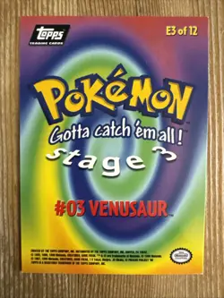 1999 Topps Pokemon The Movie Blue Logo Holo Venusaur #3 E3 of 12 VLP - Image 2