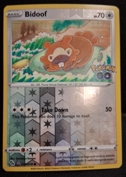 Bidoof (Peelable Ditto) Common Reverse Holo Pokemon GO 059/078 LP Pokemon TCG - Image 1