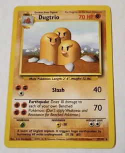 Pokemon TCG Dugtrio Base Set 19/102 Unlimited Rare Card Vintage Non Holo - Image 1