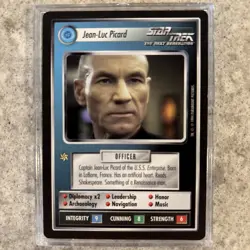 1994 Star Trek CCG TNG Jean-Luc Picard Black Border Trading Card - Image 1