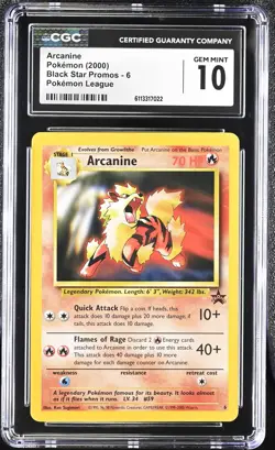 CGC 10 Arcanine 2000 Black Star Promos 6 Pokemon League Graded Pokemon Card - Image 1