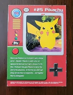 DMG! Pikachu TV2 #25 Topps Series 1 - Textured FOIL Black Logo Pokemon TCG - Image 2