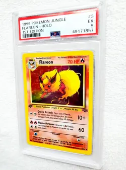 1999 FLAREON HOLO Rare 1st Edition 3/64 Graded PSA 5 Vintage Pokemon Jungle WOTC - Image 3