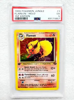 1999 FLAREON HOLO Rare 1st Edition 3/64 Graded PSA 5 Vintage Pokemon Jungle WOTC - Image 5