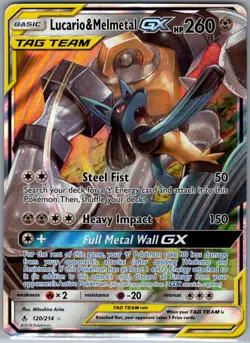 Lucario & Melmetal GX 120/214 SM - Unbroken Bonds - Pokemon Card - NM - Image 1