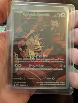 Pokemon TCG Destined Rivals Team Rocket’s Meowth Illustration Rare 203/182 - Image 1