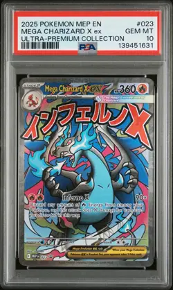 2025 POKEMON MEP EN-ME BLACK STAR PROMO #023 MEGA CHARIZARD X EX PSA 10 - Image 1