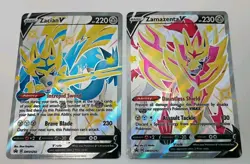 Pokemon Shiny Zacian V 292 & Zamazenta V 293 Crown Zenith Black Star Promo NM - Image 1