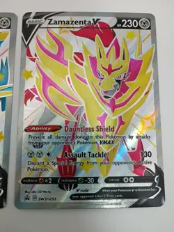 Pokemon Shiny Zacian V 292 & Zamazenta V 293 Crown Zenith Black Star Promo NM - Image 2
