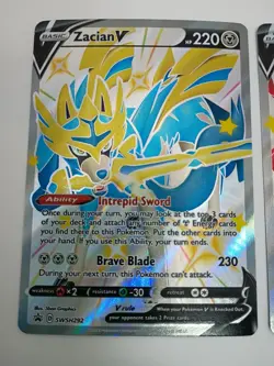 Pokemon Shiny Zacian V 292 & Zamazenta V 293 Crown Zenith Black Star Promo NM - Image 3
