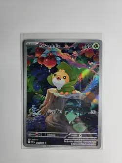 Pokemon Scarlet Violet White Flare Sewaddle Illustration Rare 087/086 Toploader - Image 1
